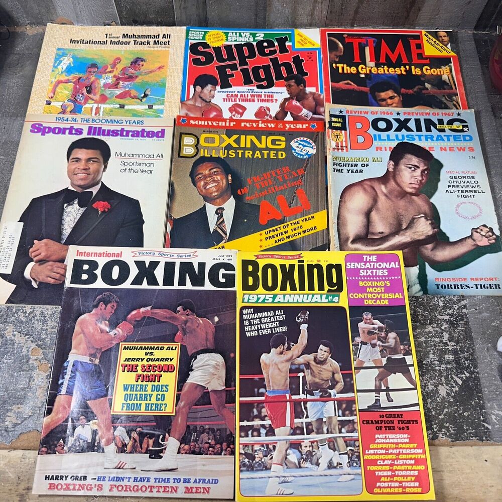 Vintage MUHAMMAD ALI Lot Of 7 -Sports‎ Illustrated Time, Super Fight, 70s 60s